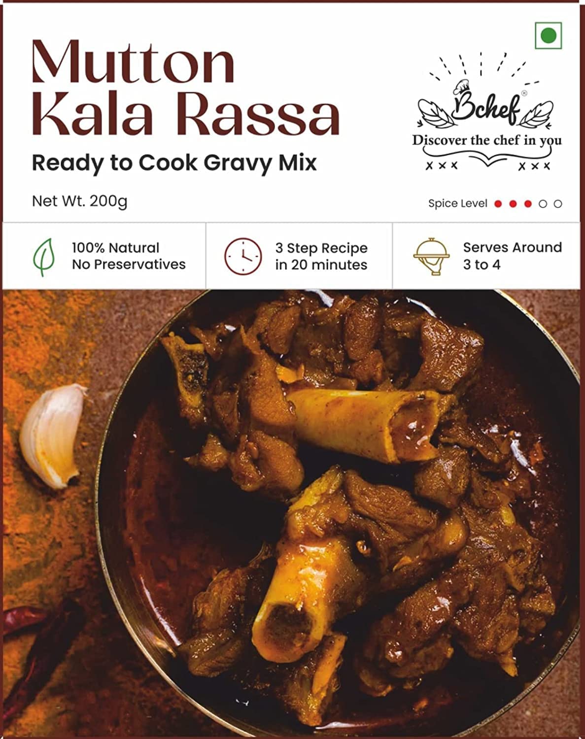 Bchef Mutton Kala Rassa | Make Restaurant Style Delicious Mutton Spice Gravy | Ready to Cook Gravy Mix Masala Paste | 3 Step Recipe | Easy to Cook Masala Mix- 200gms Pack (B0BWX226DW) Amazon Price History, Amazon Price Tracker