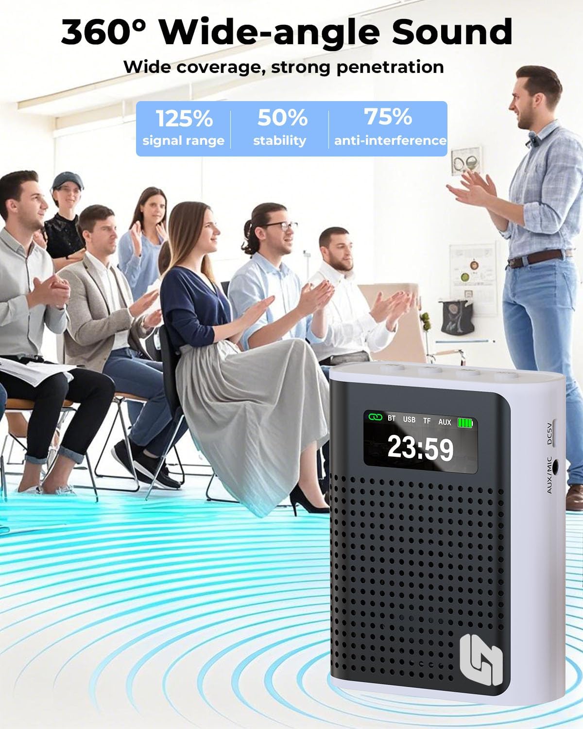 2025 New Upgraded Voice Amplifier Wireless Microphone with Magnetic Lavalier, LED Display Screen, Rechargeable Portable Microphone Speaker for Teachers, Classroom, Yoga, Meetings, Speeches, Tours - Image 3