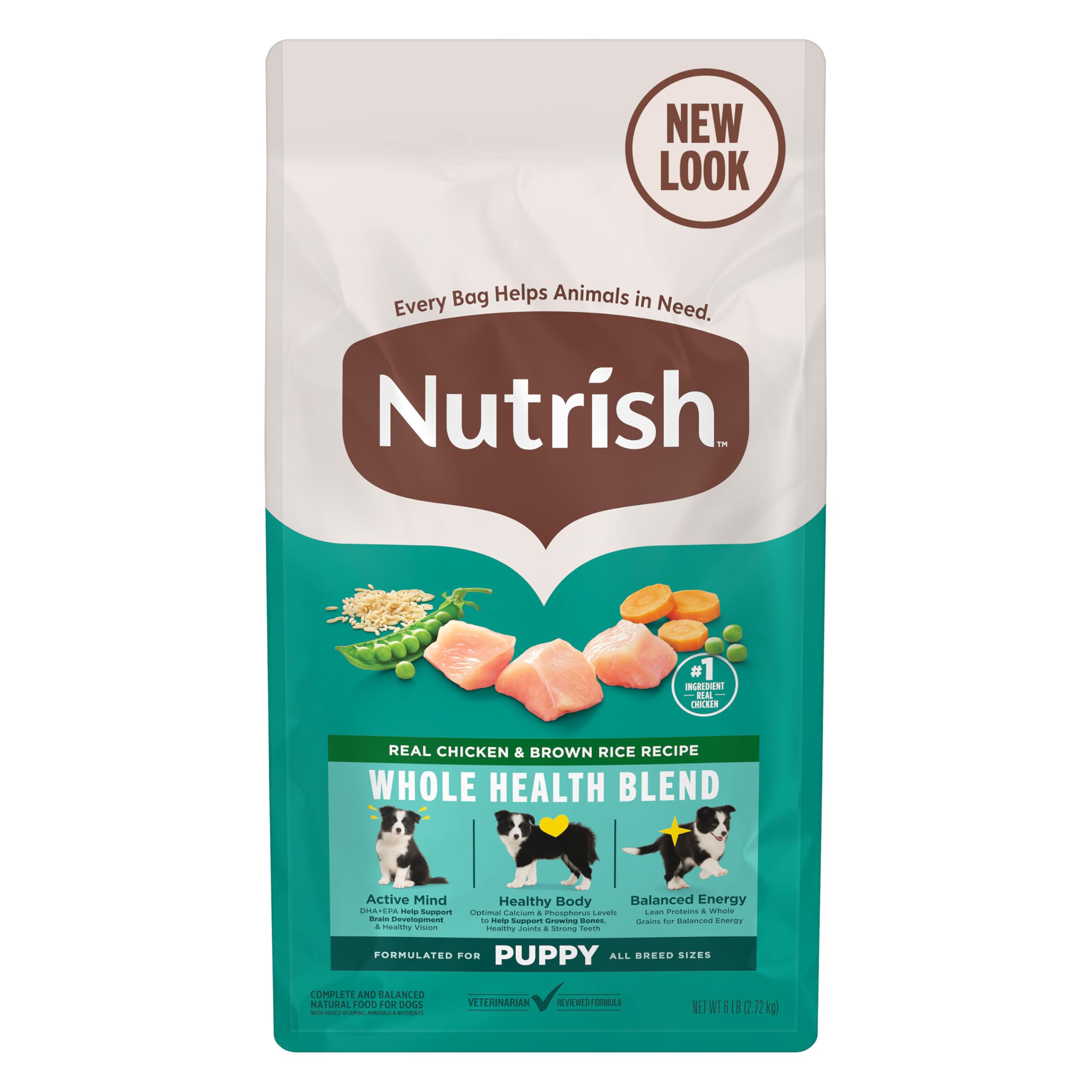Nutrish Puppy Real Chicken & Brown Rice Recipe Whole Health Blend Dry Dog Food, 6 lb. Bag, Packaging May Vary (Rachael Ray)