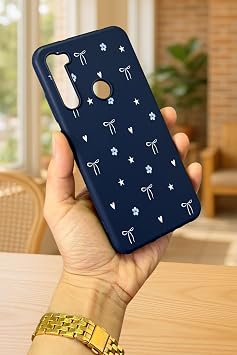 Xiaomi Redmi Note 8 ile Uyumlu, Mini Fiyonk Desenli, Silikon, Darbe Emici, Lacivert