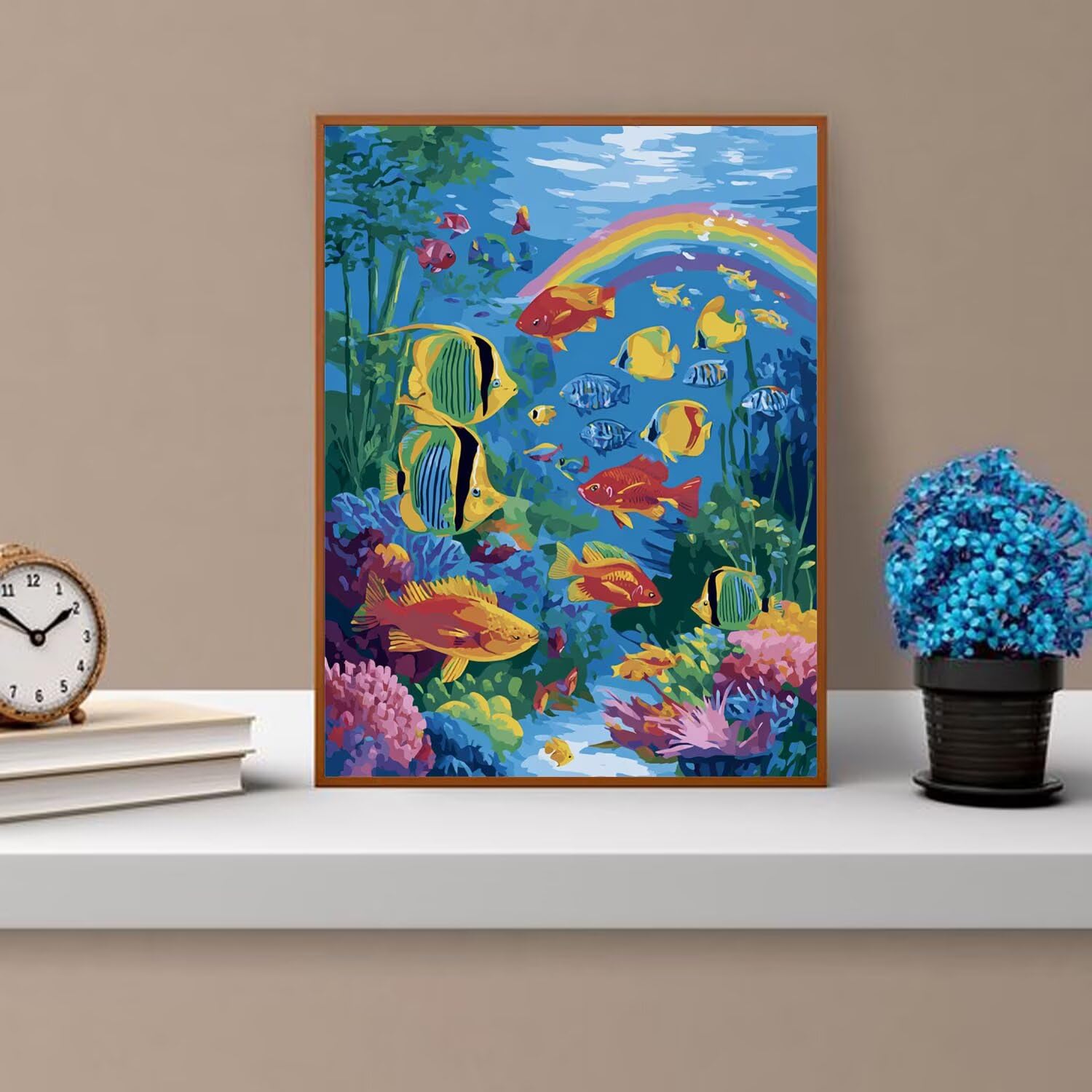 Dipingere con i Numeri Adulti Pesce, Arcobaleno Dipingere con i Numeri Bambini DIY Kit, Set Premium con Pennelli, Decorazione Casa & Creativo Regalo, Attività di Tempo libero 70x95cm z-466