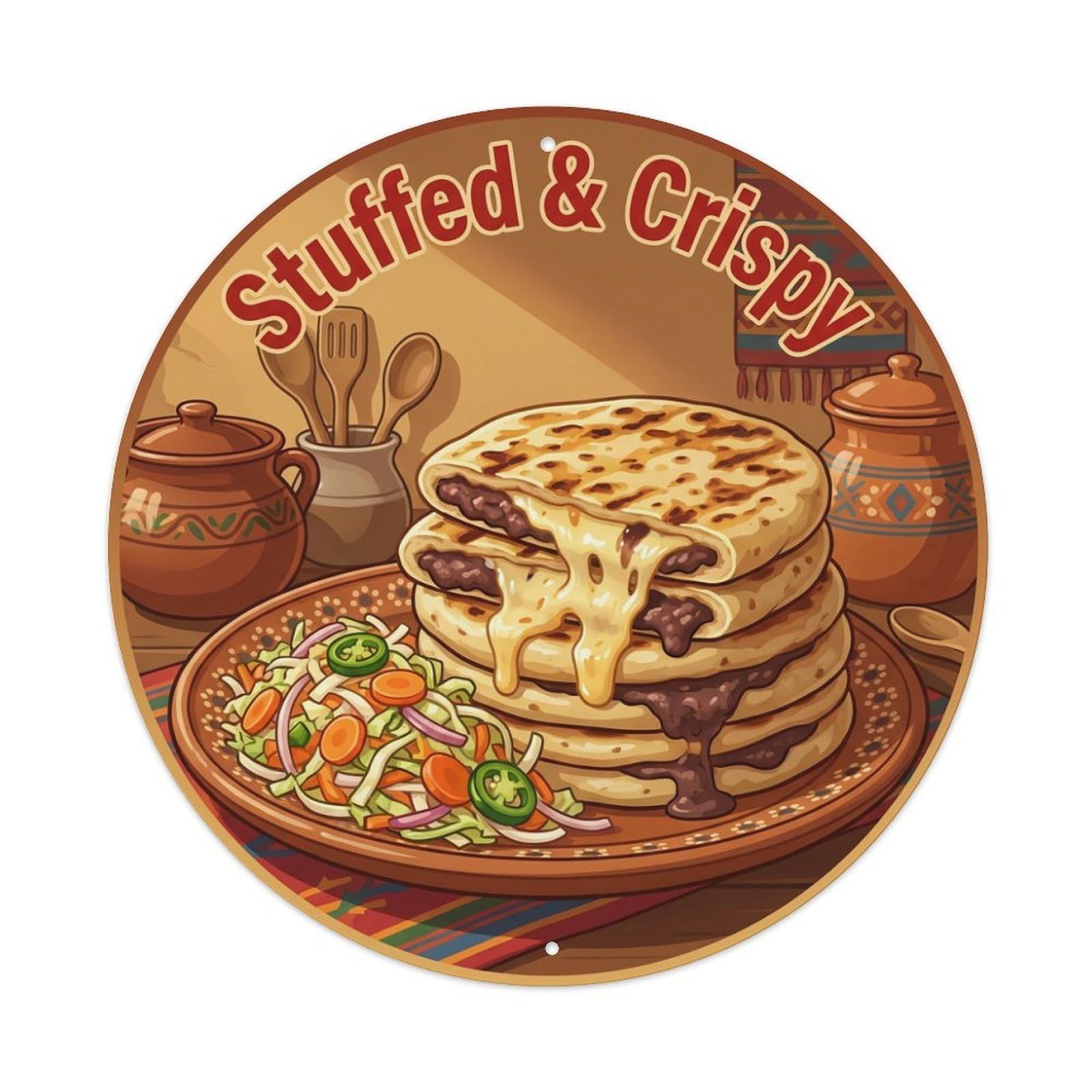 Metal Tin Sign Pupusa Grilled Gourmet Food