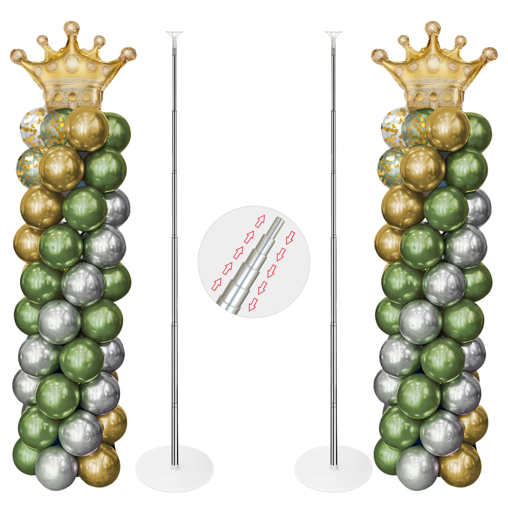 Balloon Stand, Balloon Arch Stand, 7 Feet Balloon Arch Kit of 2, Adjustable Metal Balloon Column Stand for Birthday Party, Wedding, Baby Shower, Graduation Decorations