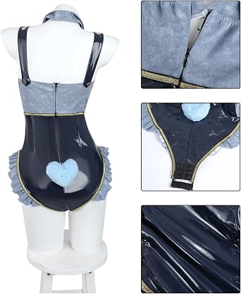 CR ROLECOS Bunny Costume Women Bunny Bodysuit Senpai Kawaii One Piece Back Strap Suit