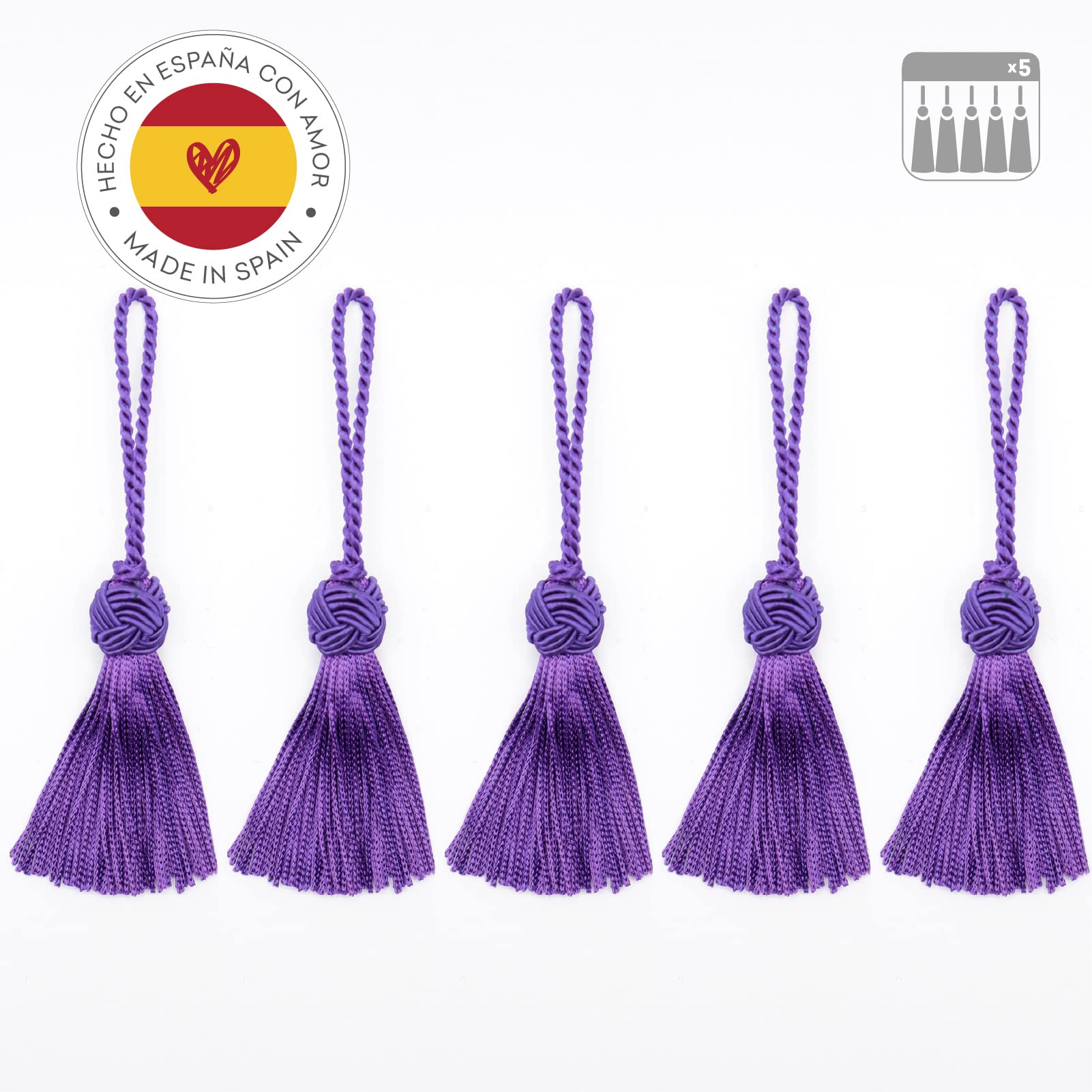 Glands Décoratifs TEXTEX - Lot De 5, 5 Cm, 100% Rayonne, Blanc - Pour Vêtements & Déco