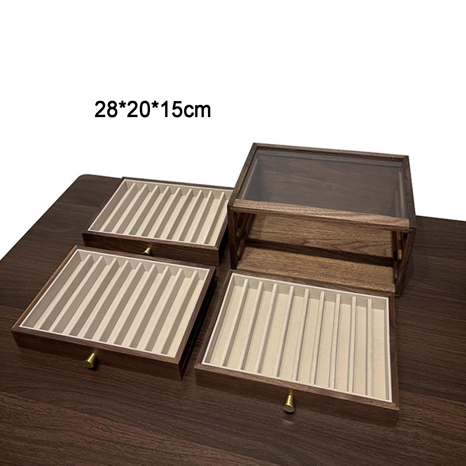 Drewniane etui do przechowywania piór wiecznych, pudełko kolekcjonerskie z 30 przegródkami, ze szklanym oknem i szufladą, zawiera tacki prezentacyjne, na Dzień Ojca