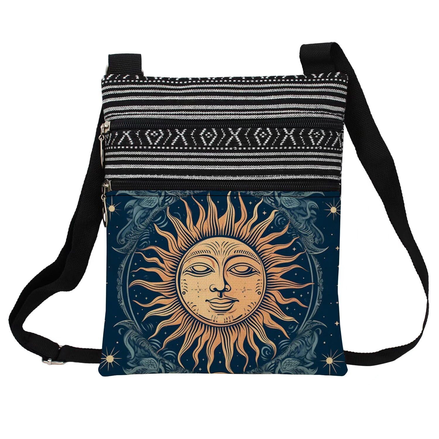 LiuenMgg Smiling Sun Messenger Bag Small Ethnic Pattern Printed Adjustable Strap Crossbody Zipper Bag Smiling Sun Phone Bag