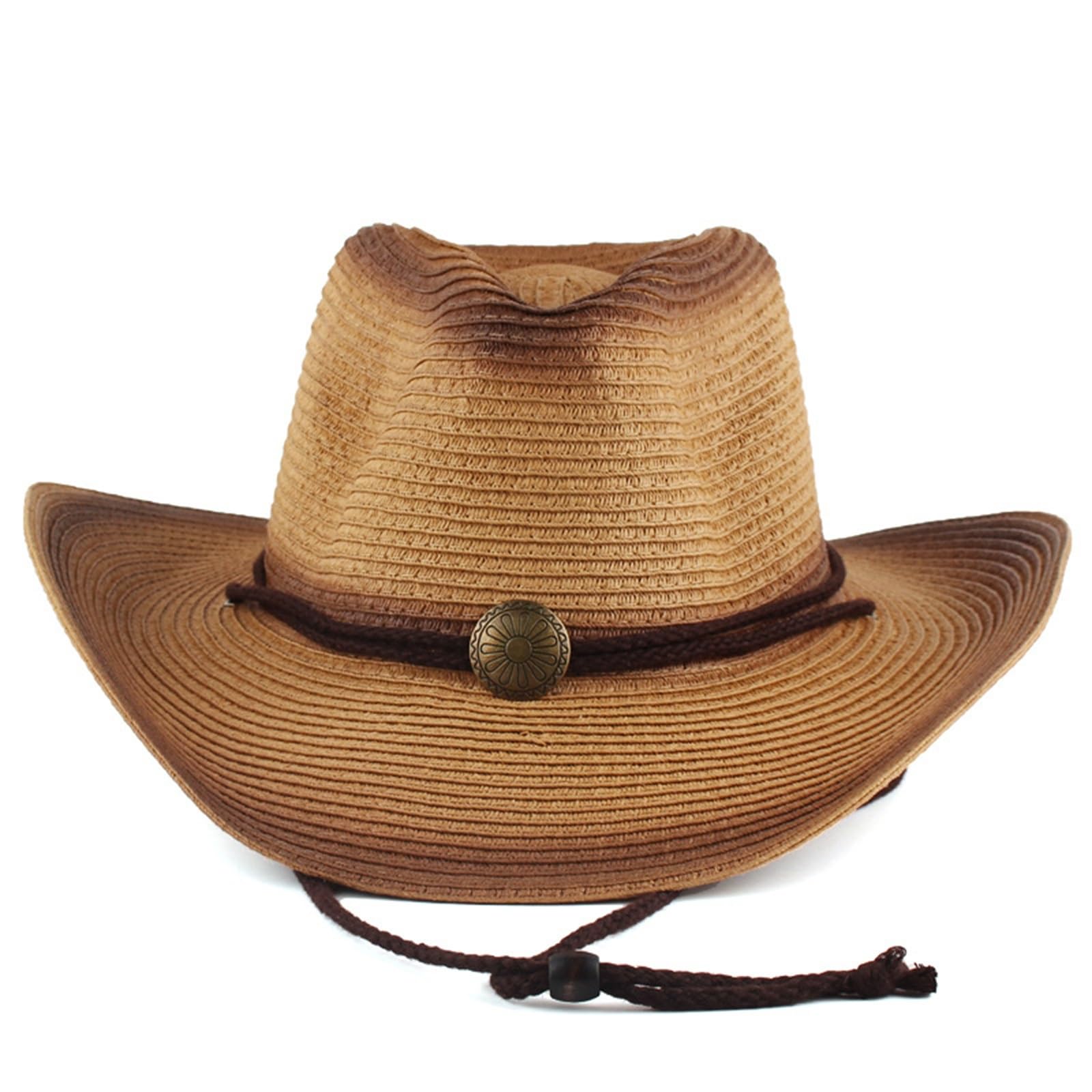Cappello di Paglia da Uomo Cappello da Cowboy Vintage in Paglia di Paglia for Esterni, Cappello da Sole con Tesa Curva, Cappello da Jazz