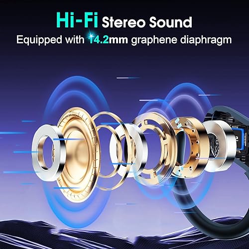 Miniatura 6 de Auriculares inalámbricos 75 horas Bluetooth 5.4 para deporte, auriculares Bluetooth 2025 con graves profundos, cancelación de ruido con micrófono,