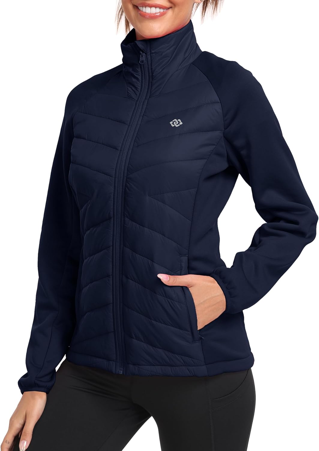 MoFiz Womens Lightweight Insulated Hiking Jacket Fleece Lined Thermal Hybrid Softshell Full Zip Winter Fall Running Coat - Image 2