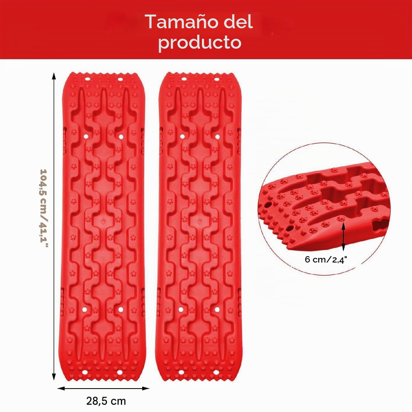 Placas de Arena de 2 Piezas, Accesorios de Nailon 10T para Coche, Placas de Arena Todoterreno, Ayuda a la tracción de Nieve para Camiones y vehículos en Nieve y Barro, Color Rojo