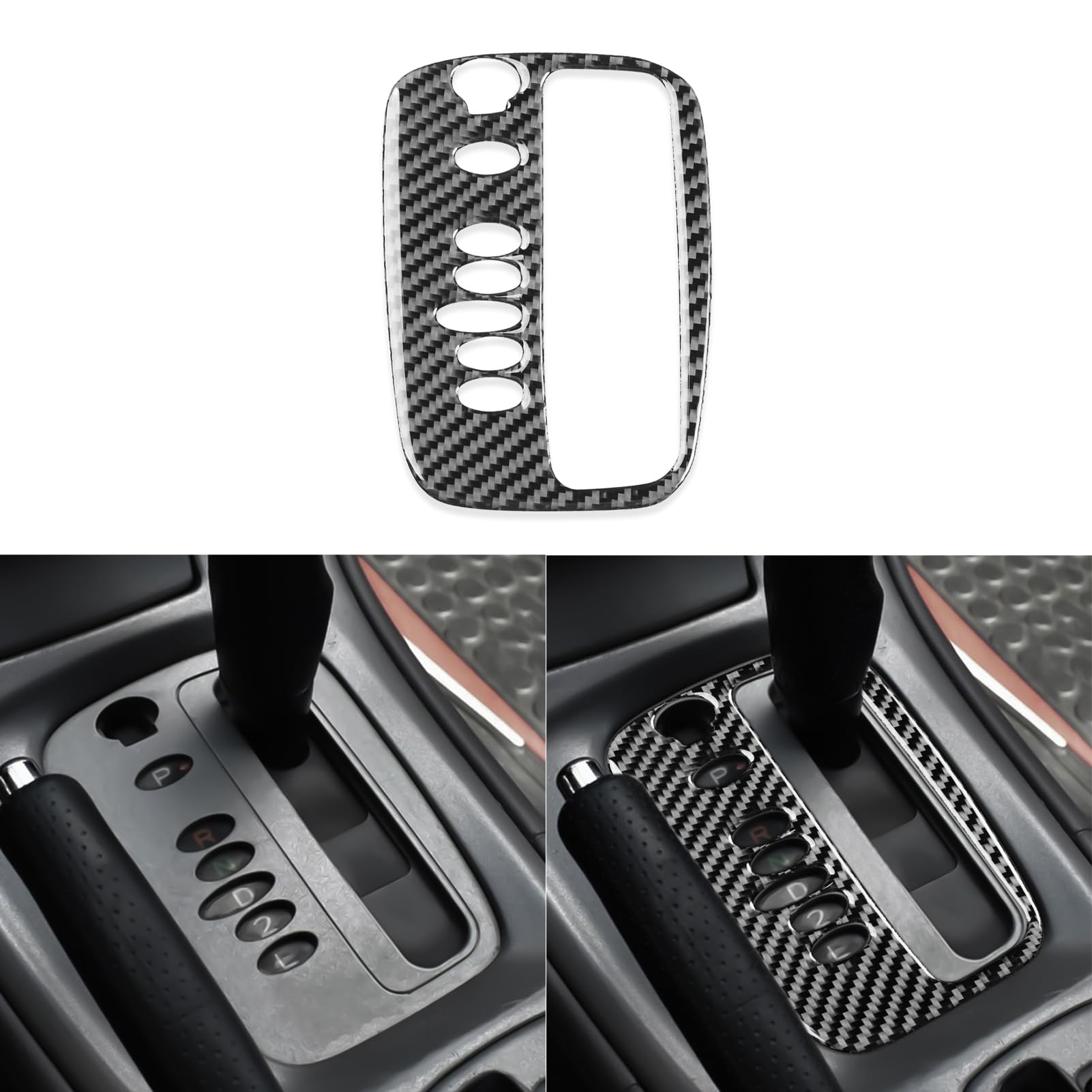 PJFUS - Panel de cambio de marchas para consola central de coche, fibra de carbono de primera calidad, compatible con Toyota Celica 2000, 2001, 2002, 2003, 2004, 2005, accesorios interiores de coche, color negro, 1 unidad