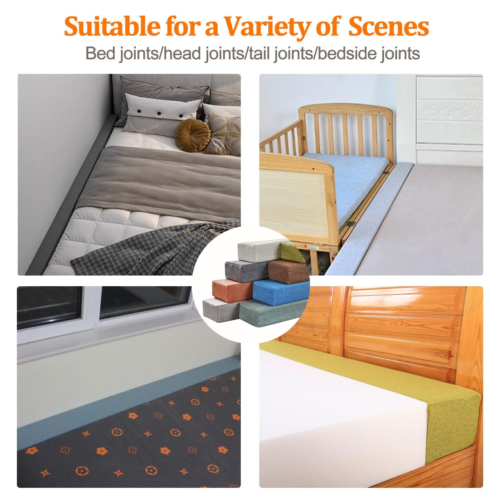 Custom Size Bed Gap Filler, Thick Mattress Gap Filler Extender, Personalised Bed Mattress Filler Close the Gap Between the Headboard Wall or footboard for Single/Double/King Bed with a Removable Cover