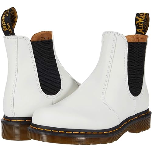Dr. Martens 2976 Yellow Stitch Smooth Leather Chelsea Boots White Smooth UK 10 (US Men's 11, Women's 12) Medium