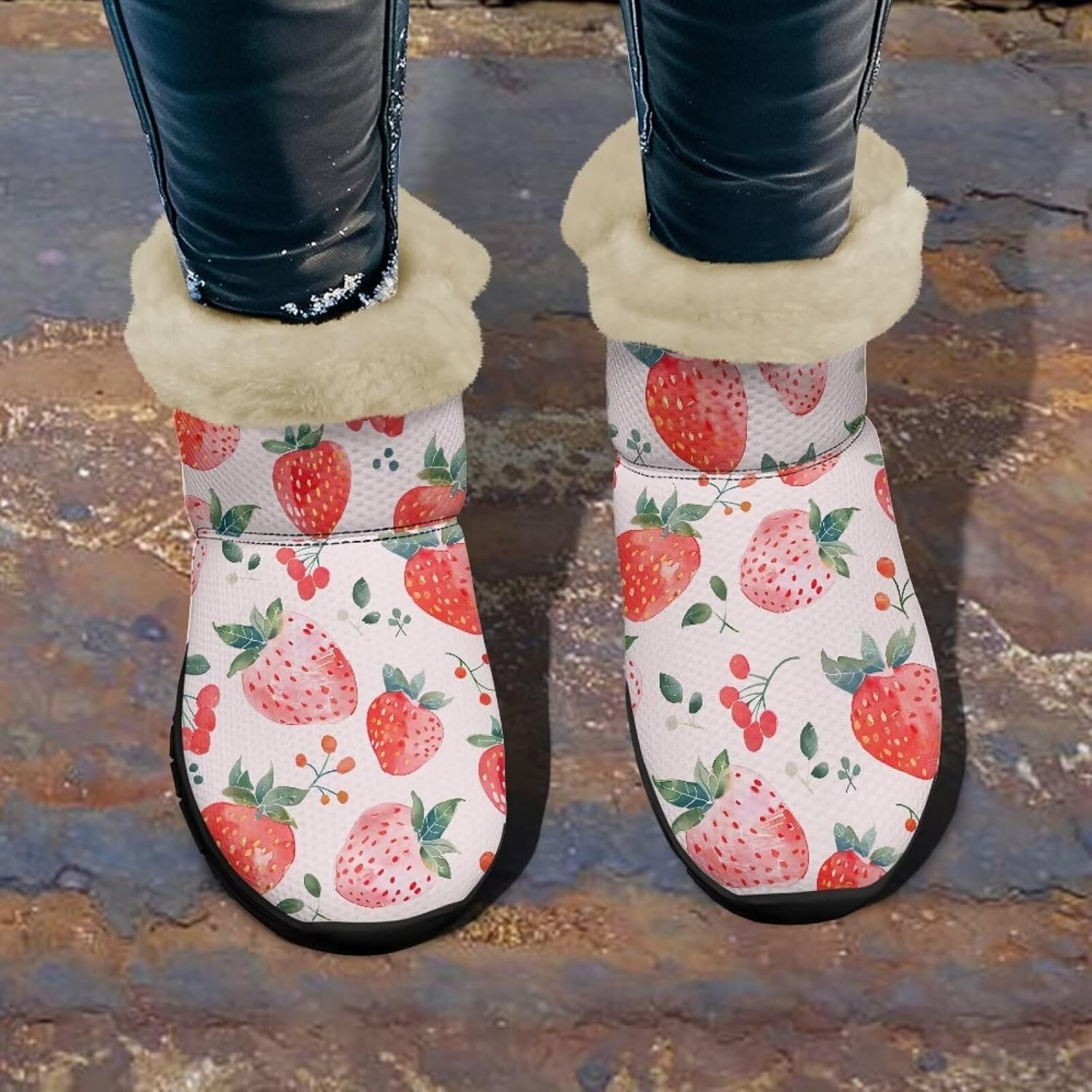 Binienty Winter Snow Boots for Women Comfy Ankle Booties Fur Flannel Lined Warm Walking Boots