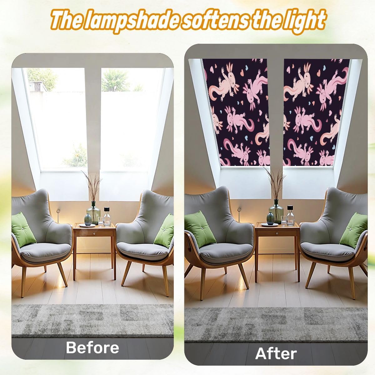 Fluorescent Light Covers for Ceiling Lights Seamless Cartoon Doodle Axolotl Cute sea Easy to Install Magnetic Light Filter for Classroom Office Hospitals School Home Decor