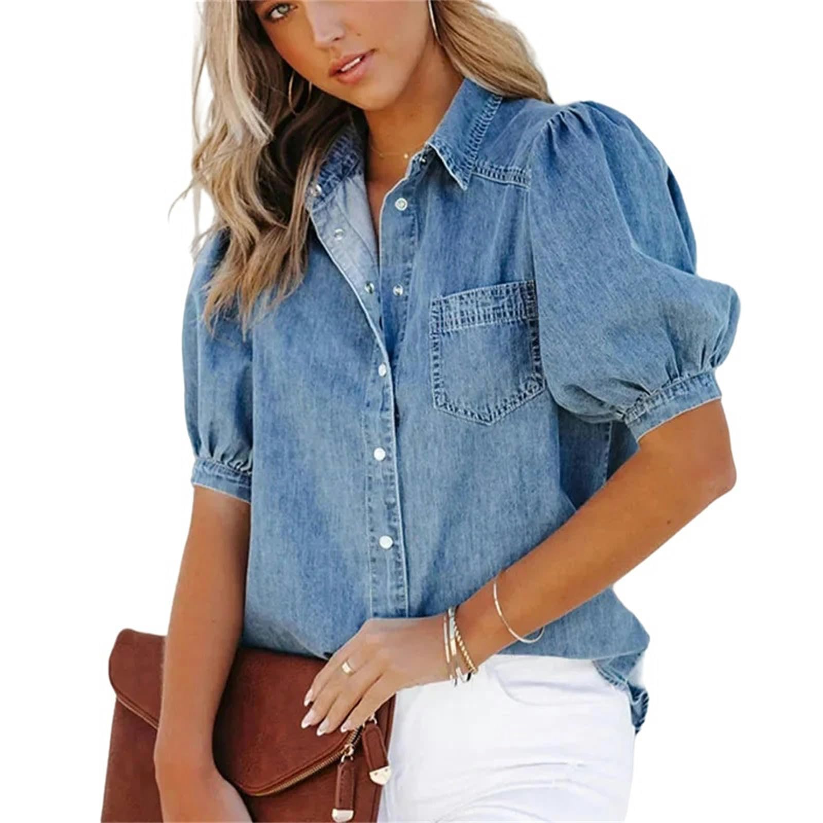 Camicia Camicie in Denim Sciolte per Donne Summer Shirts'S Fashion Fashion Youth Female Tops