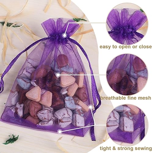 Miniatura 9 de Bolsas de organza verde de 3 x 4 pulgadas (100 unidades), bolsas de regalo de malla transparente con cordón, bolsas de joyería de organza pequeña