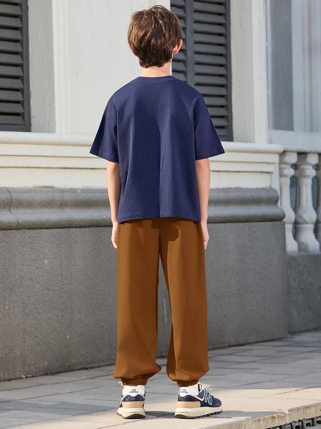 Haloumoning Boys Joggers Pants Kids Elastic Waist Sweatpants Quick Dry Mesh Color Block Athletic Pants 5-14Y - Image 4