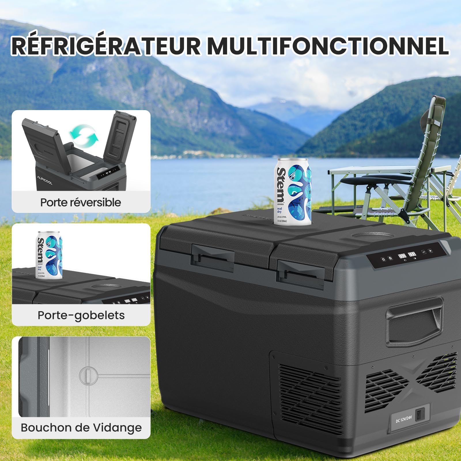 Alpicool KLS38 31L Réfrigérateur de Voiture avec APP,Dual Zone Portable Glacière à Compression Neuve 2026,12V/24V Frigo de Voiture pour Camion,Camping,-20℃-20℃,Plateau à Glaçons Offert,Noire