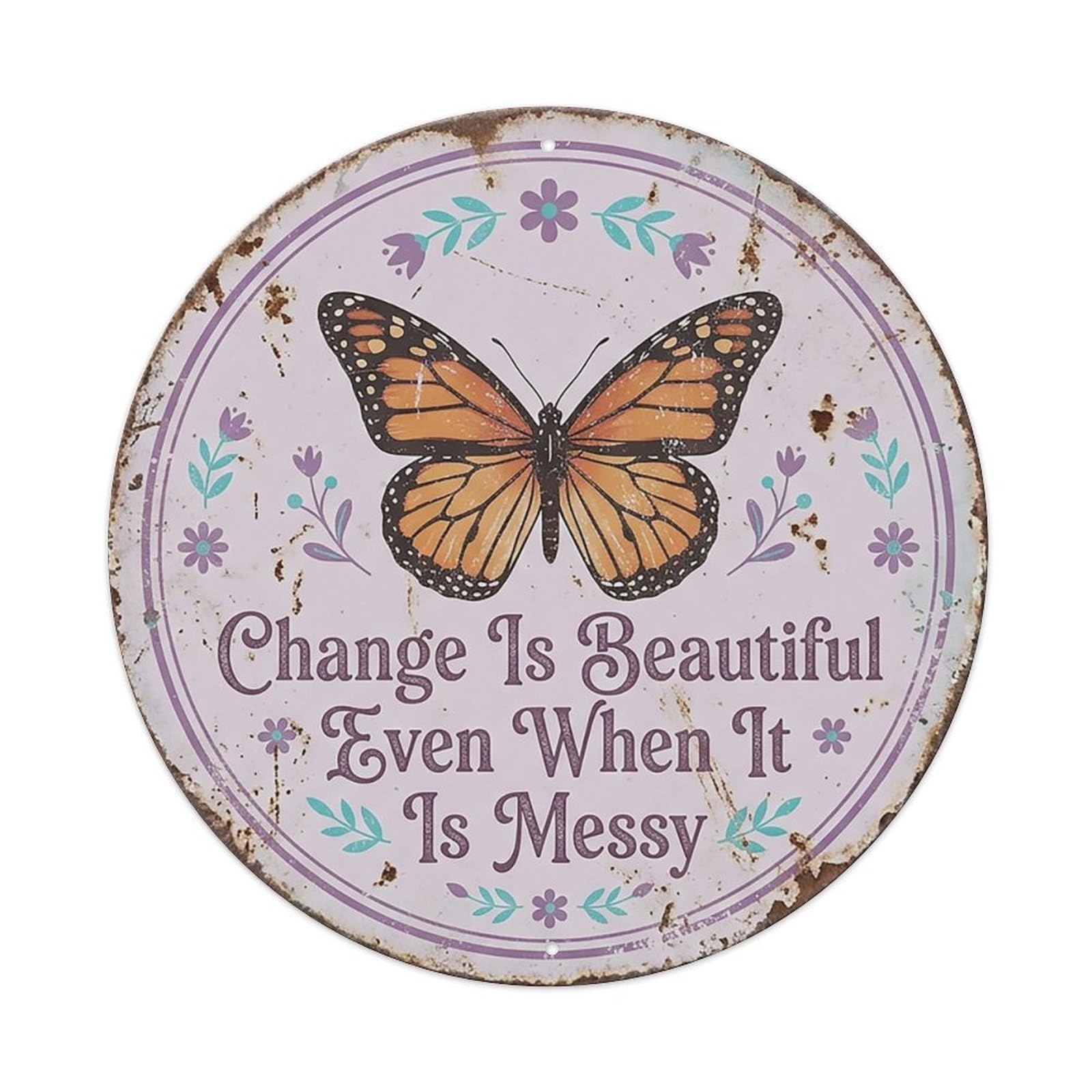 Butterfly Transformation Entryway Metal Tin Sign