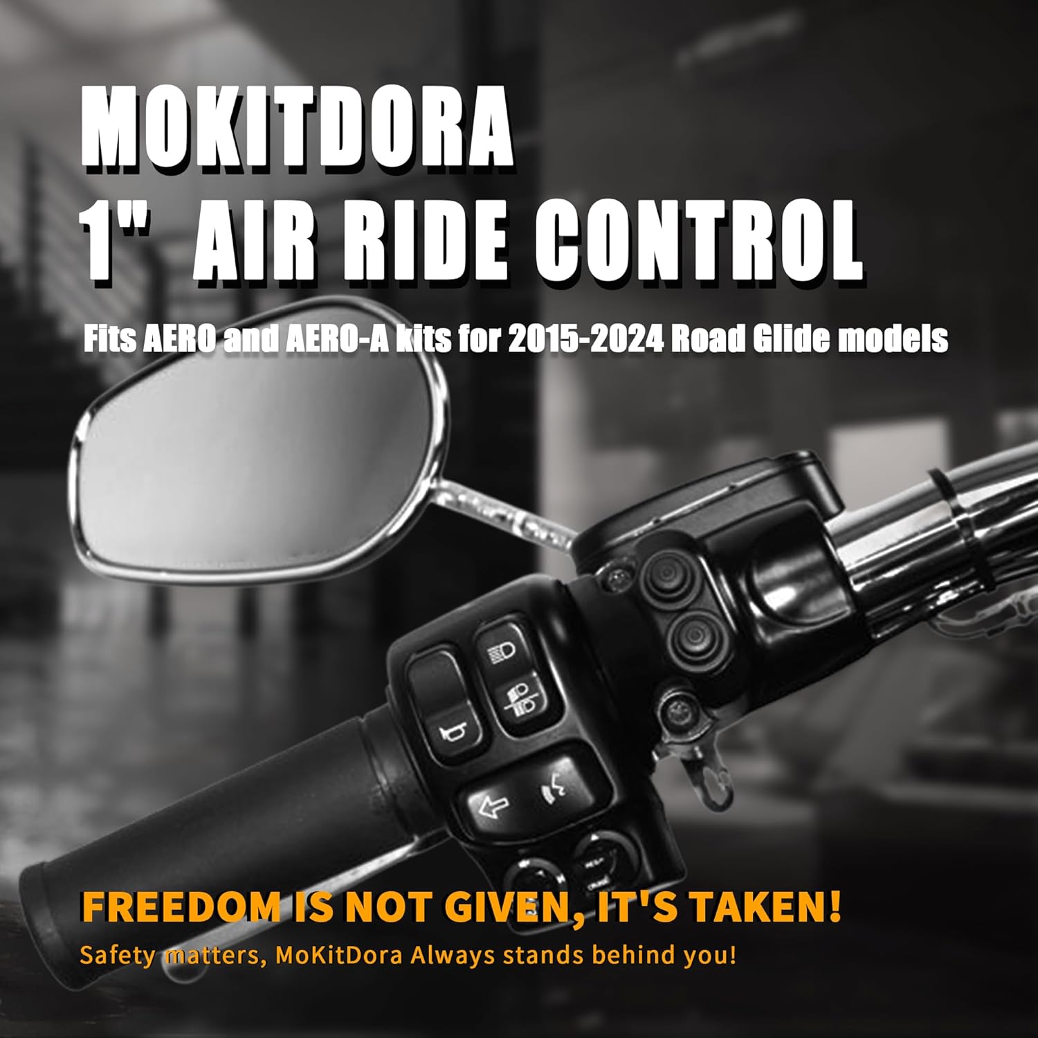 MoKitDora Air Ride Suspension Control 1" Handlebar Switch Kit for Harley 2015-2024 Touring Road Glide Ultra Special FLTRXS Custom FLTRX FLTRU Limited FLTRK FLTRXST FLTRUSE with AERO Systems, Black