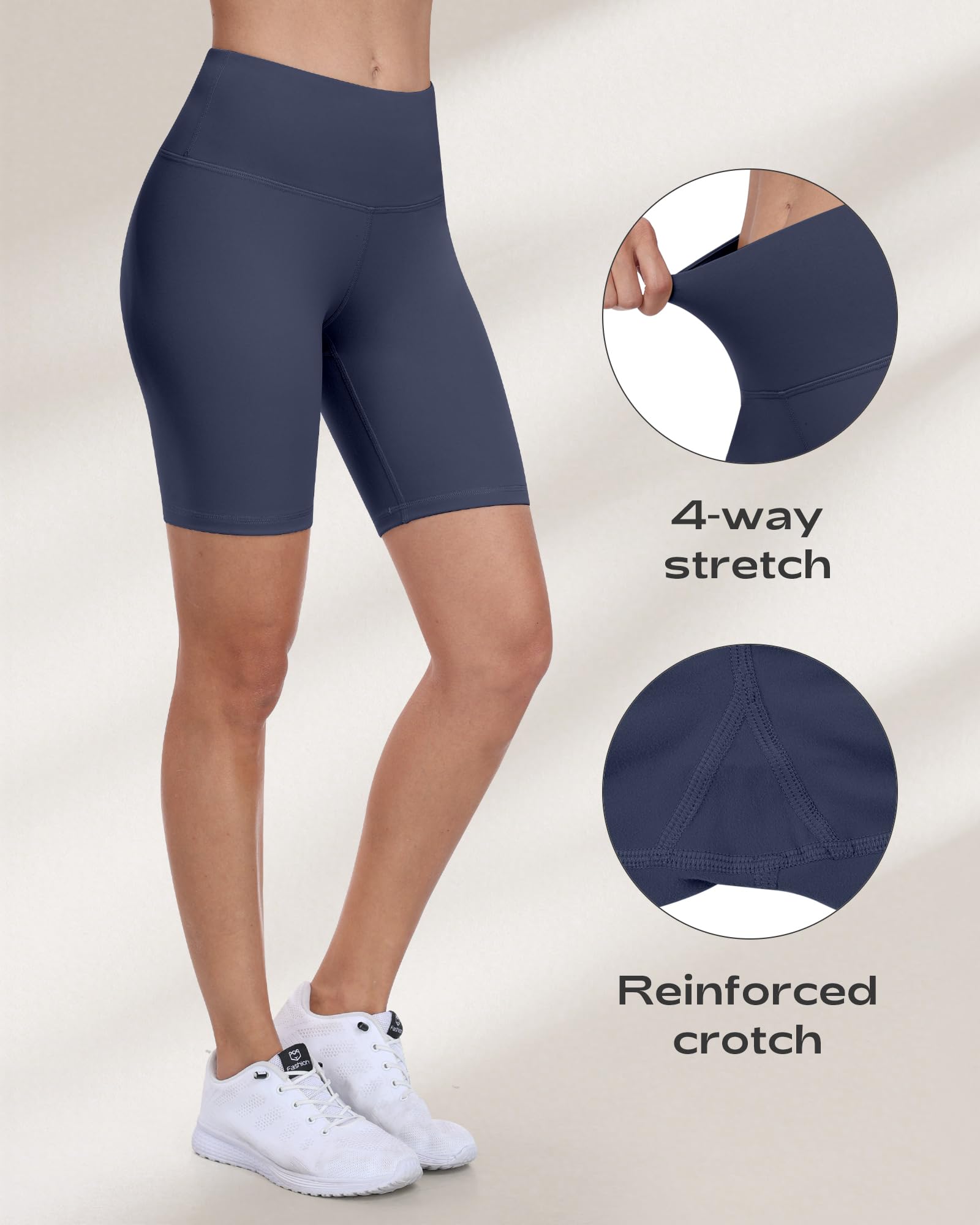 Pantalones cortos de ciclismo para mujer, cintura alta, control de abdomen, suaves, atléticos, gimnasio, yoga — view 6