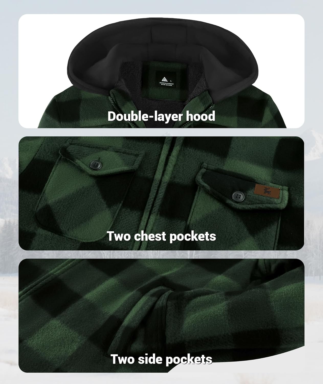 ZITY Boys Flannel Jacket Sherpa Lined Hoodies Zip Up Fleece Plaid Shirt Unisex Winter Coat Kids Outerwear 6-15 Years - Image 4