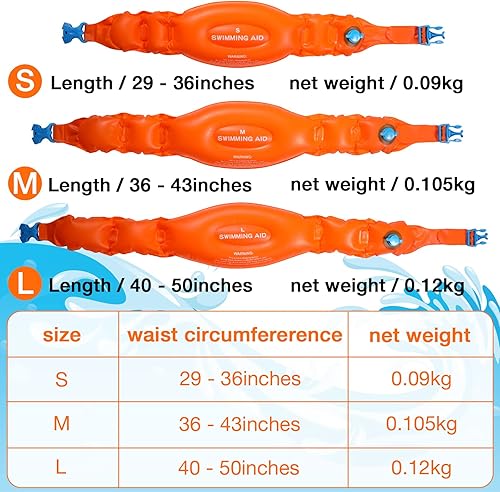 Miniatura 2 de Paquete de 6 flotadores de brazo para adultos, flotadores de cinturón de natación, flotadores inflables portátiles, cinturón de natación con hebilla