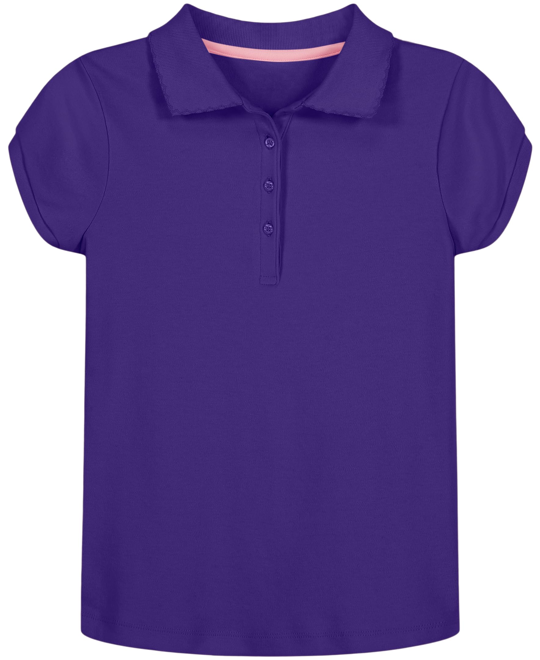 Nautica Girls' School Uniform Short Sleeve Polo Shirt, Button Closure, Soft Pique Fabric
