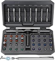 Vista 1 de DISEN 43 in 1 Ratcheting Screwdriver Set with 58-Tooth Handle & Magnetic Pickup, 40 S2 Steel Bits Long/Short, Professional Repair Kit for