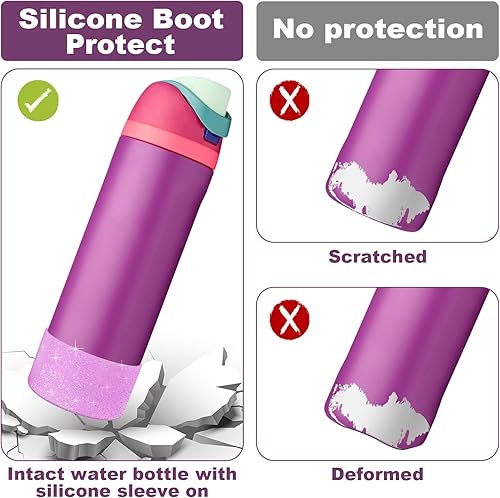 Vista 321 de 2PCS Silicone Water Bottle Boot for Owala 24oz 32oz 40oz, Anti-Slip Protective Sleeve Bottom Bumper Protector for FreeSip, Twist, and Flip Stainless