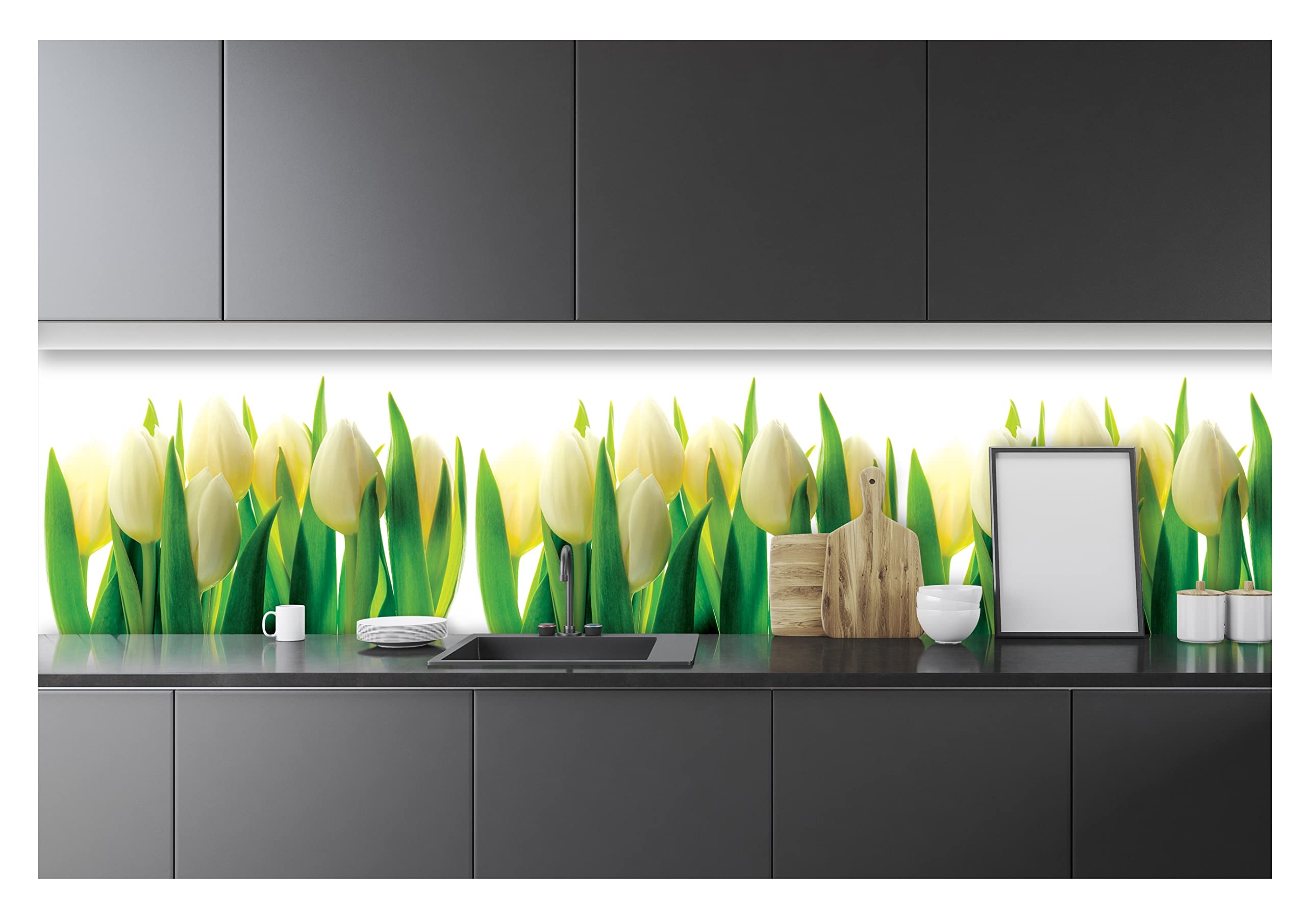 Fototapete Küche Abwaschbar Blumen Tulpen 250x60 cm
