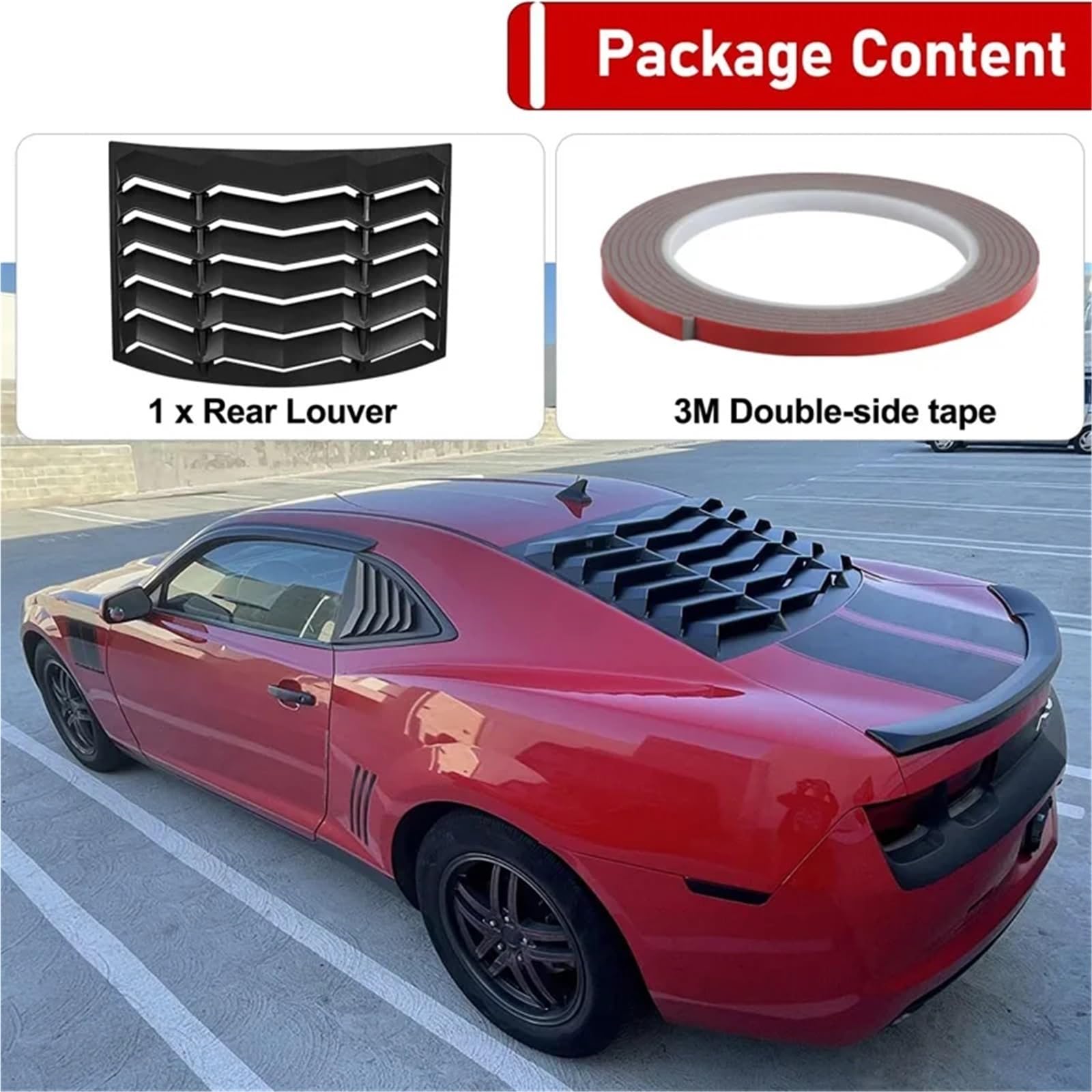 Rear Window Louvers ABS Windshield Sun Shade Cover Lambo Style Matte Black Compatible for Chevrolet Chevy Camaro 2010-2015