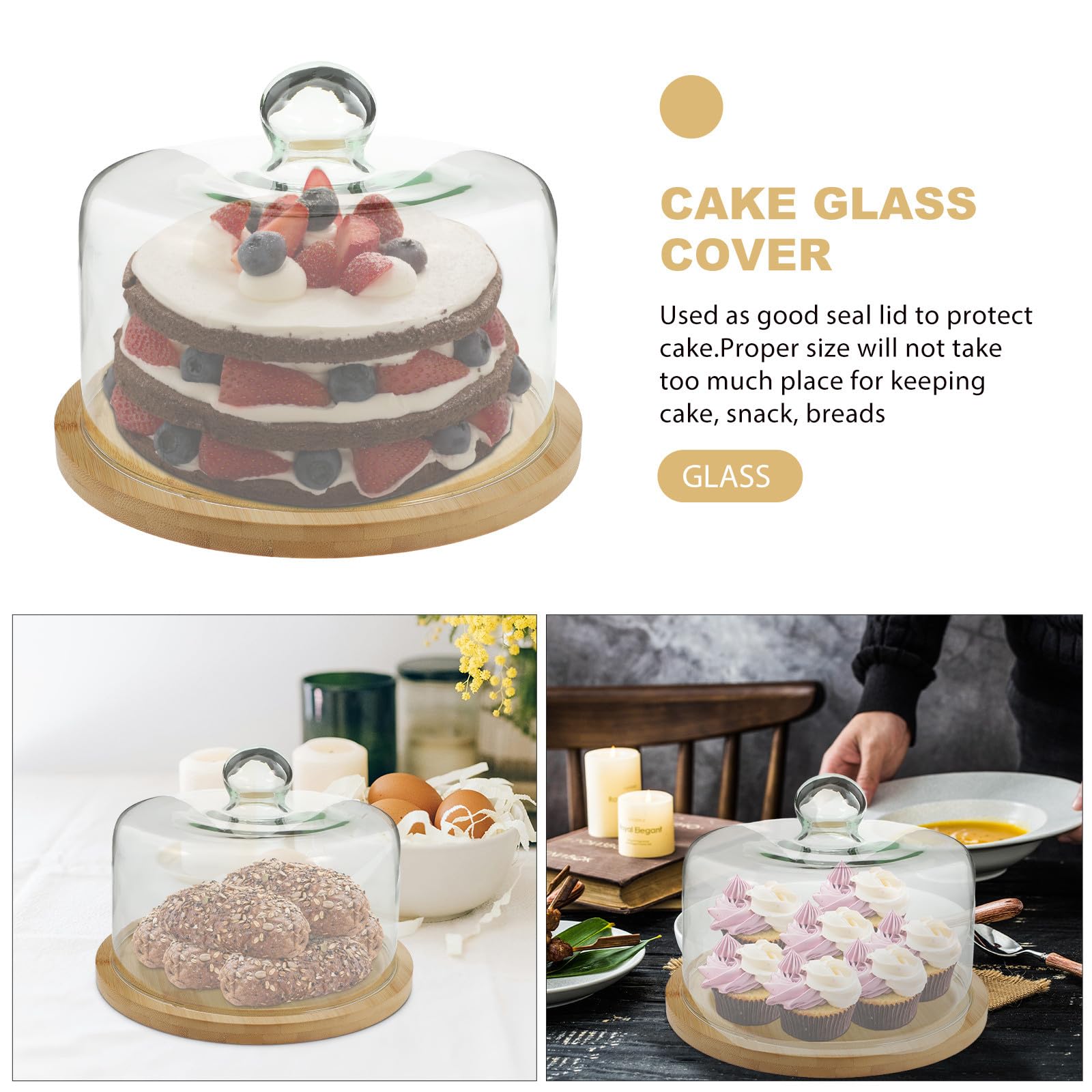 Operitacx Coprivivande per Dolci in Vetro con Vassoio, per Torte e Pane