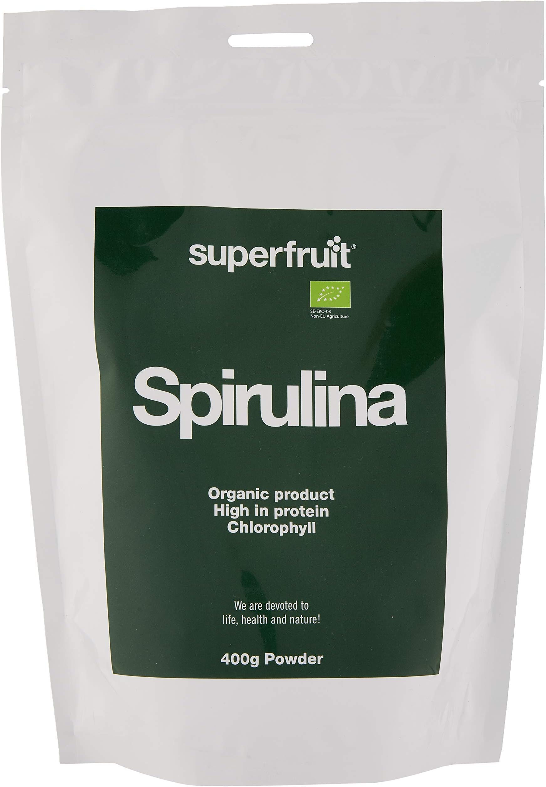 Superfruit Organic Spirulina Powder, Vegan, Non-GMO, Gluten-Free - 400g 1120