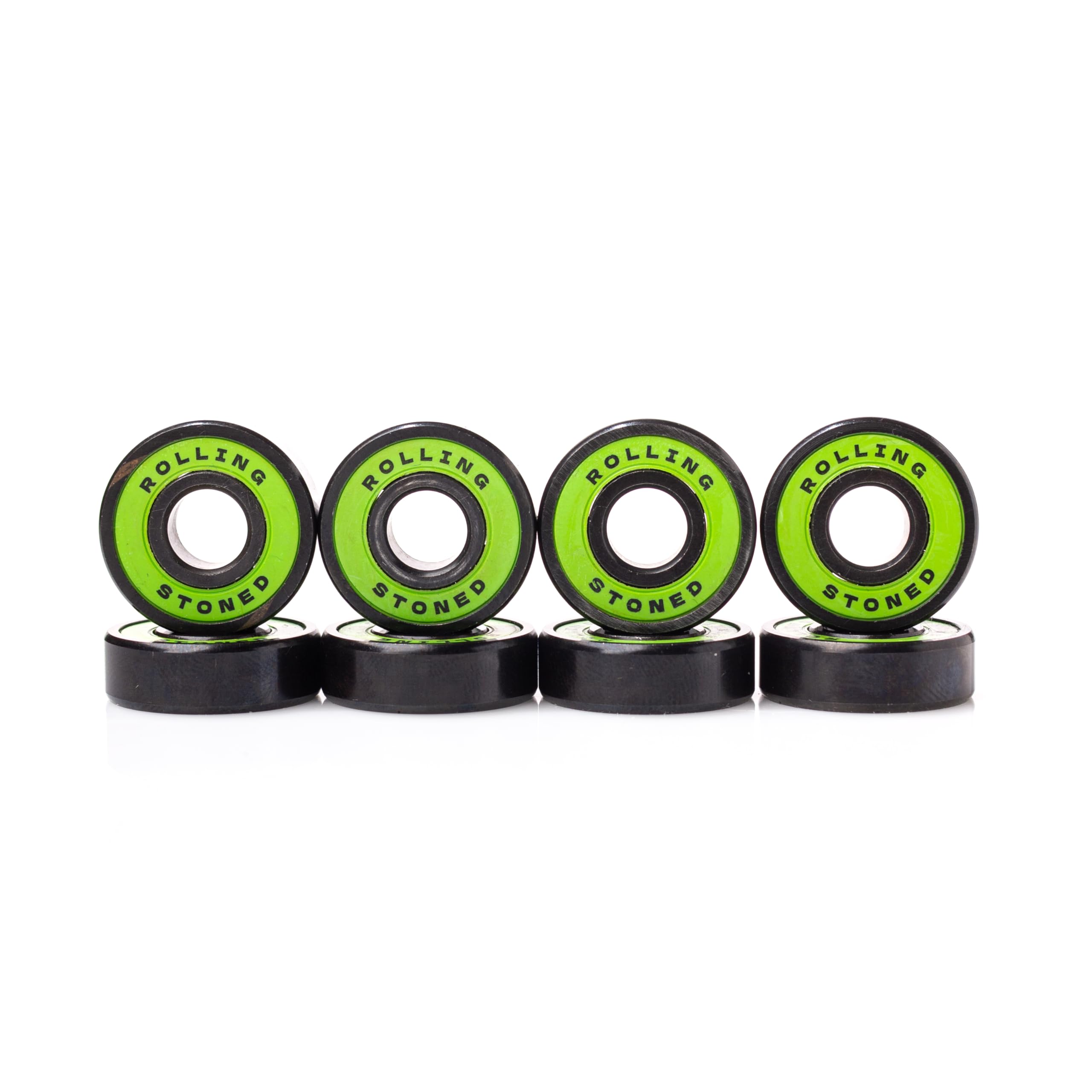 Rolling Stoned Lot de 8 roulements étanches pour skateboard, longboard, trottinette et patins à roulettes en acier inoxydable 608 (lot de 8, vert) (AAA Trips)