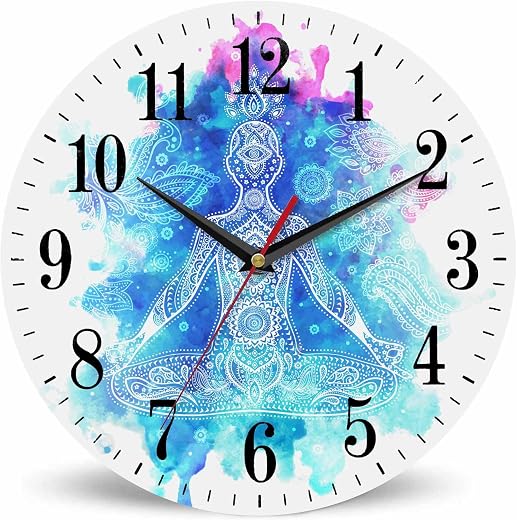 Mxocom Yoga Wall Clock Mandala Energy Buddha Meditation Paisley Petal 10 Inch Silent Non Ticking Battery Mxocom Yoga Wall Clock Mandala Energy Buddha Meditation Paisley Petal 10 Inch Silent Non Ticking Battery Operated Clock Vintage Round Clock for Living Room Bedroom Bathroom Office Decor