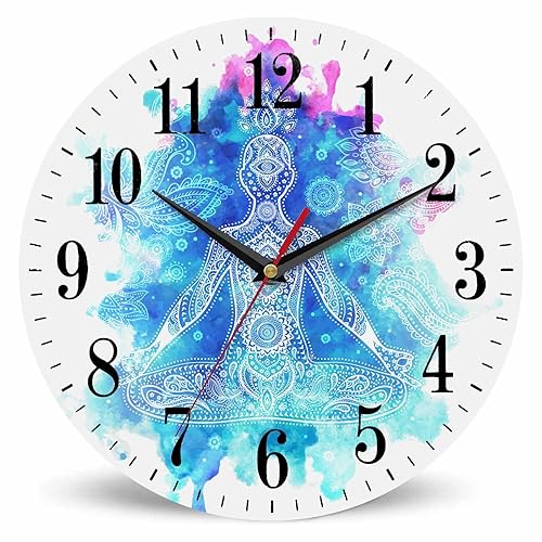 Mxocom Yoga Wall Clock Mandala Energy Buddha Meditation Paisley Petal