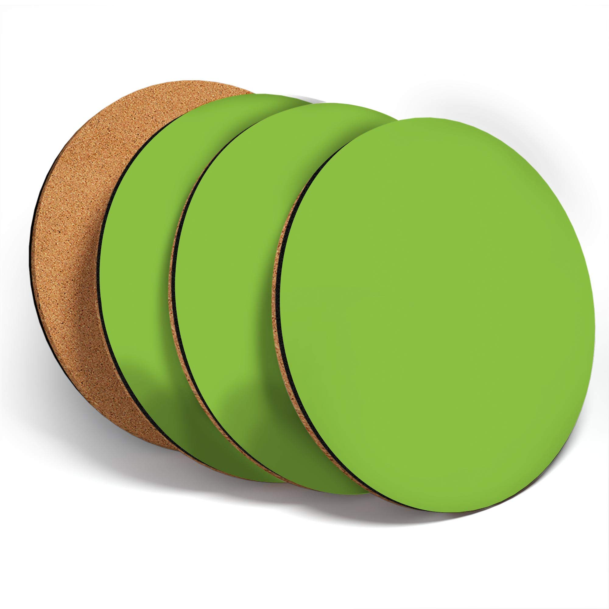 Destination Vinyl Ltd Multicolor Great Coasters (Set Of 4) Round - Bright Lime Green Colour Block Drink Glossy Coasters/Tabletop Protection For Any Table Type #44454