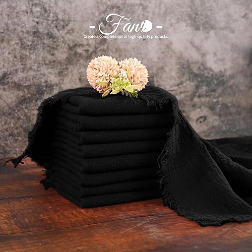 Miniatura 10 de Paquete de 60 servilletas de gasa hechas a mano con flecos, servilletas 100% algodón, servilletas de cena de algodón rústico suave natural para