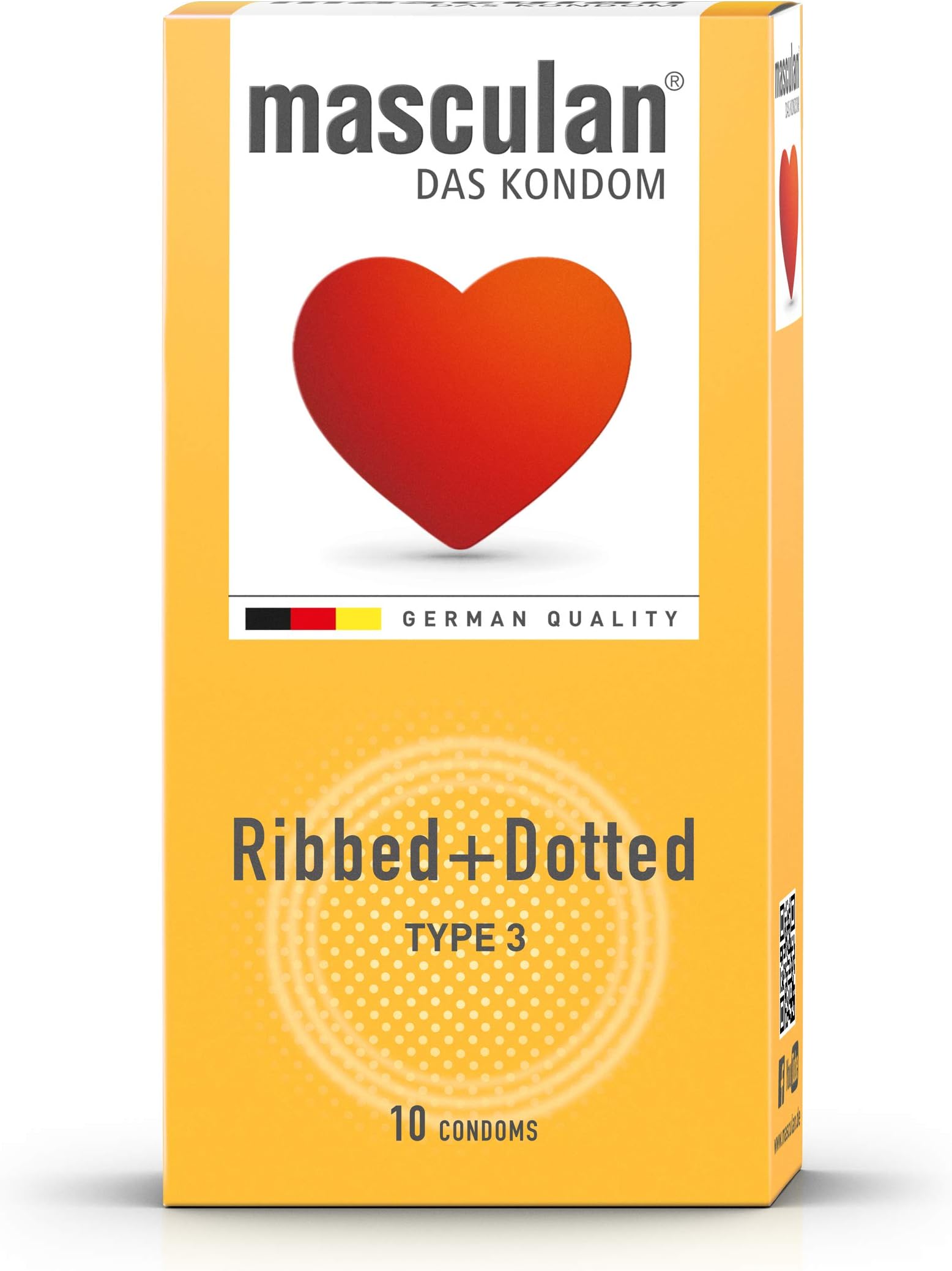 MasculanType 3 Ribbed and Dotted Condoms, 10-Piece