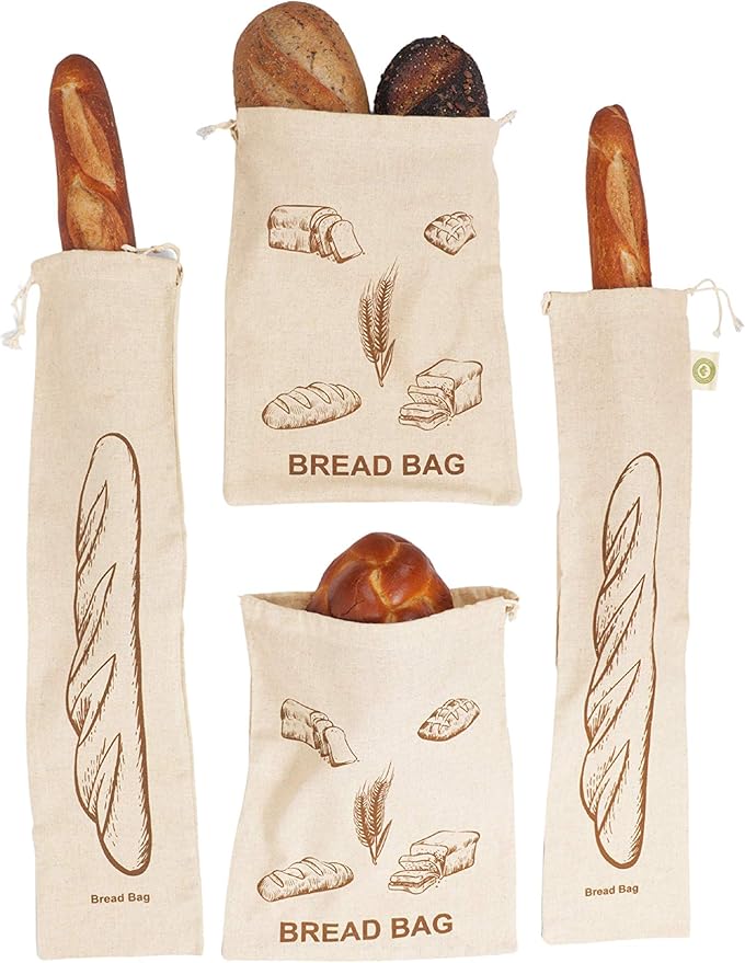 Reusable Bread Bags for Homemade Bread 100 Organic Linen