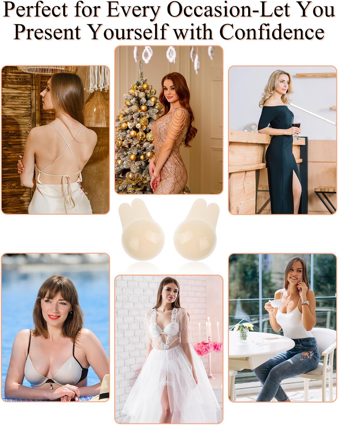 2 Pairs Adhesive Breast Lift Nipple Covers, Silicone Lifting Nipple Covers for Women, Reusable Nipple Pasties Sticky Bra Breast Lifters for Backless Strapless Dress - Image 6