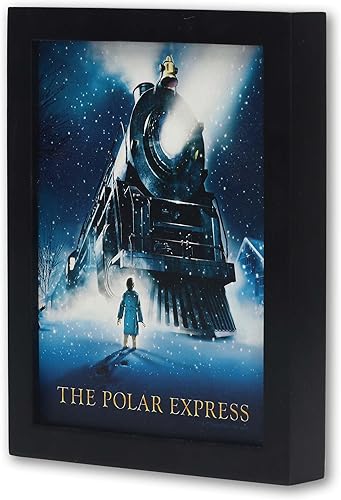 Miniatura 2 de Open Road Brands Póster de la película Polar Express enmarcado para decoración de pared de madera, icónico arte de pared Polar Express para