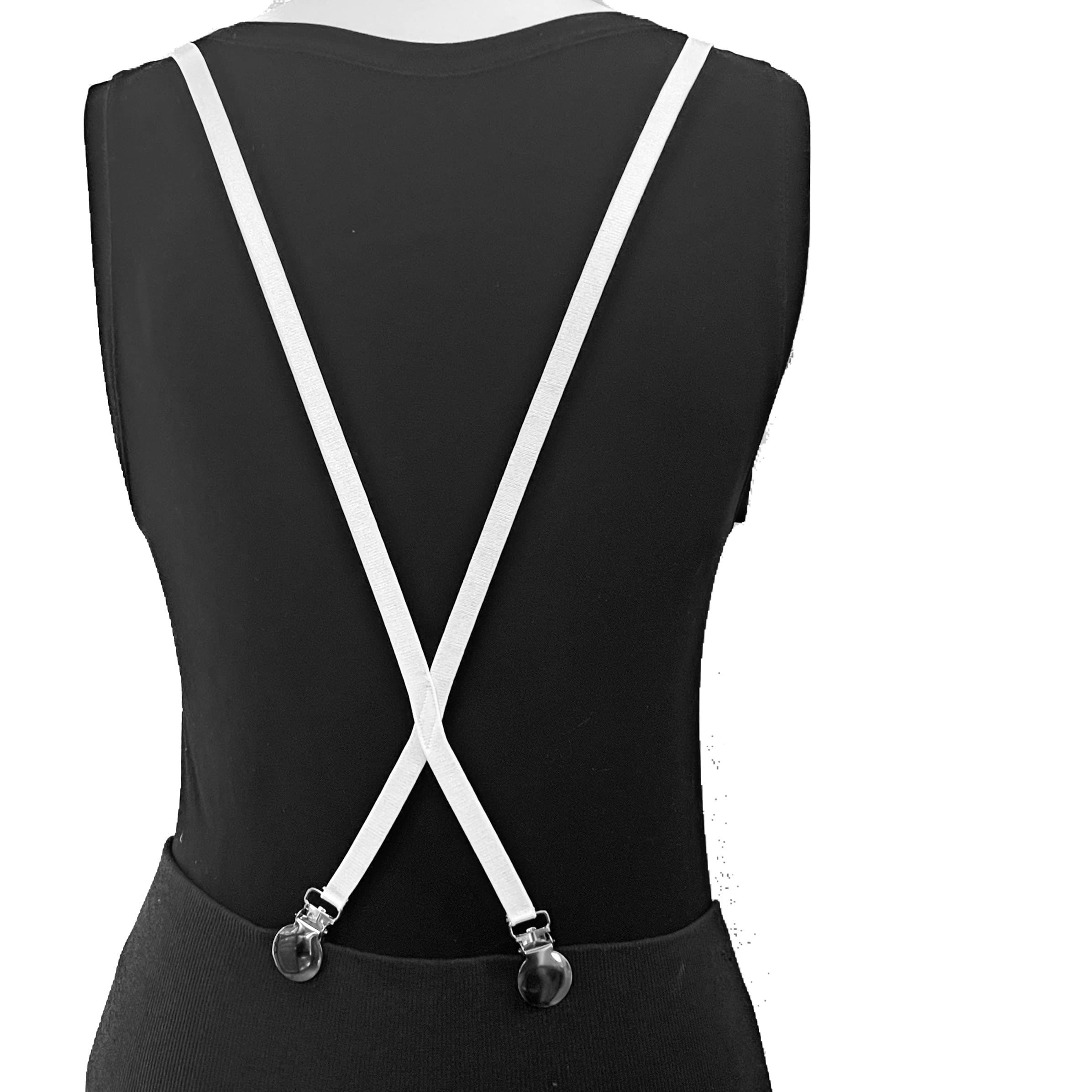 Women's Suspenders for Pants Under Clothes, Strong Clasps, X-Back Style, Butt Lifting Undergarment, White