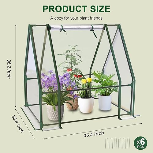 Vista 30 de Invernaderos de 12 x 7 x 7 pies para exteriores resistentes, grandes casas verdes para exteriores con 6 ventanas de malla ventilada, puerta