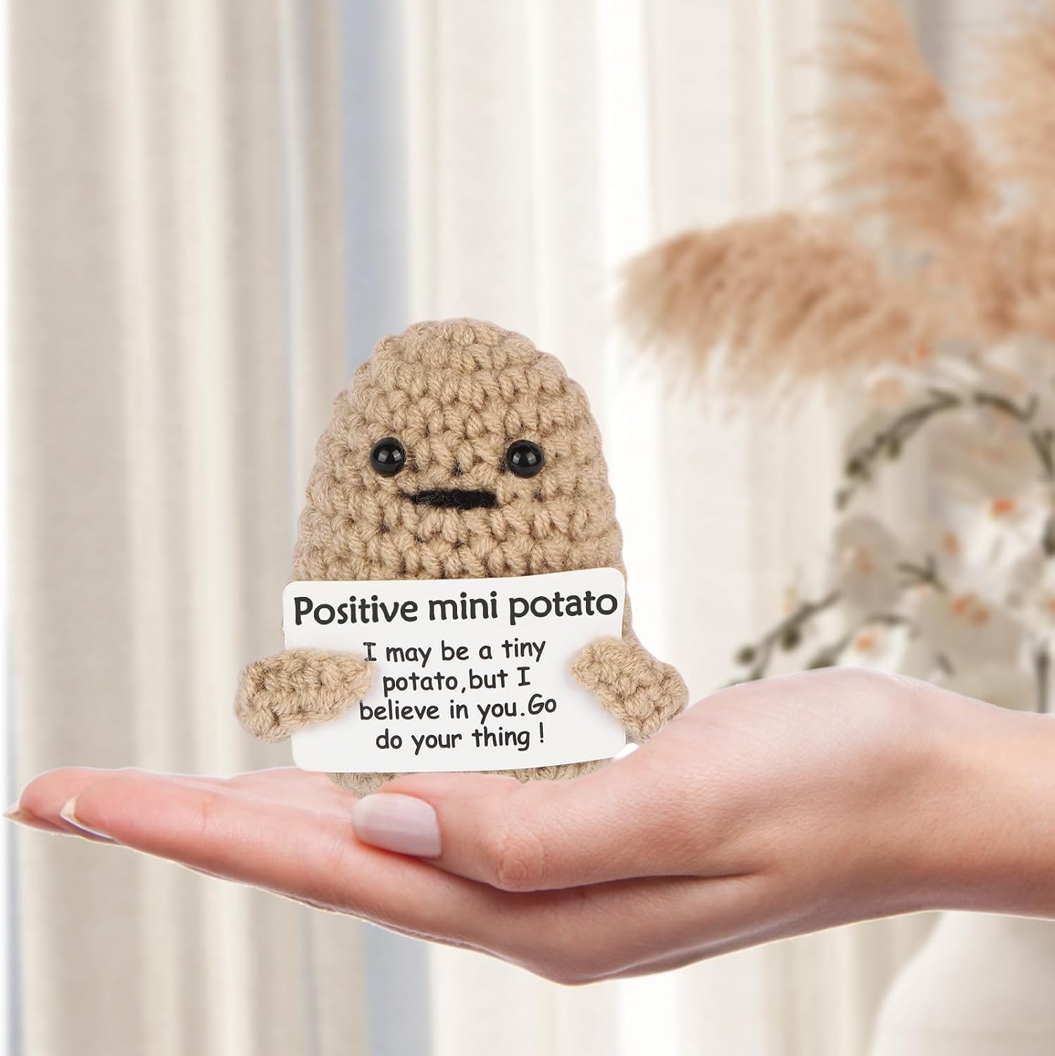 JELUTAR Inspirational Crochet Potato Funny Gifts with Positive Words for Women Men Friends Coworkers,Handmade Emotional Potato Doll Cheer Up Gift for Mother's Day,Birthday Gifts Cute Desk Decor