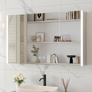 DeerValley 24 x 39 Inch LED Medicine Cabinet with Mirror, Wall Mounted Lighted Bathroom Cabinet with Memory Function, Anti-Fog, 3-Color Mode, Defogger, Dimmer