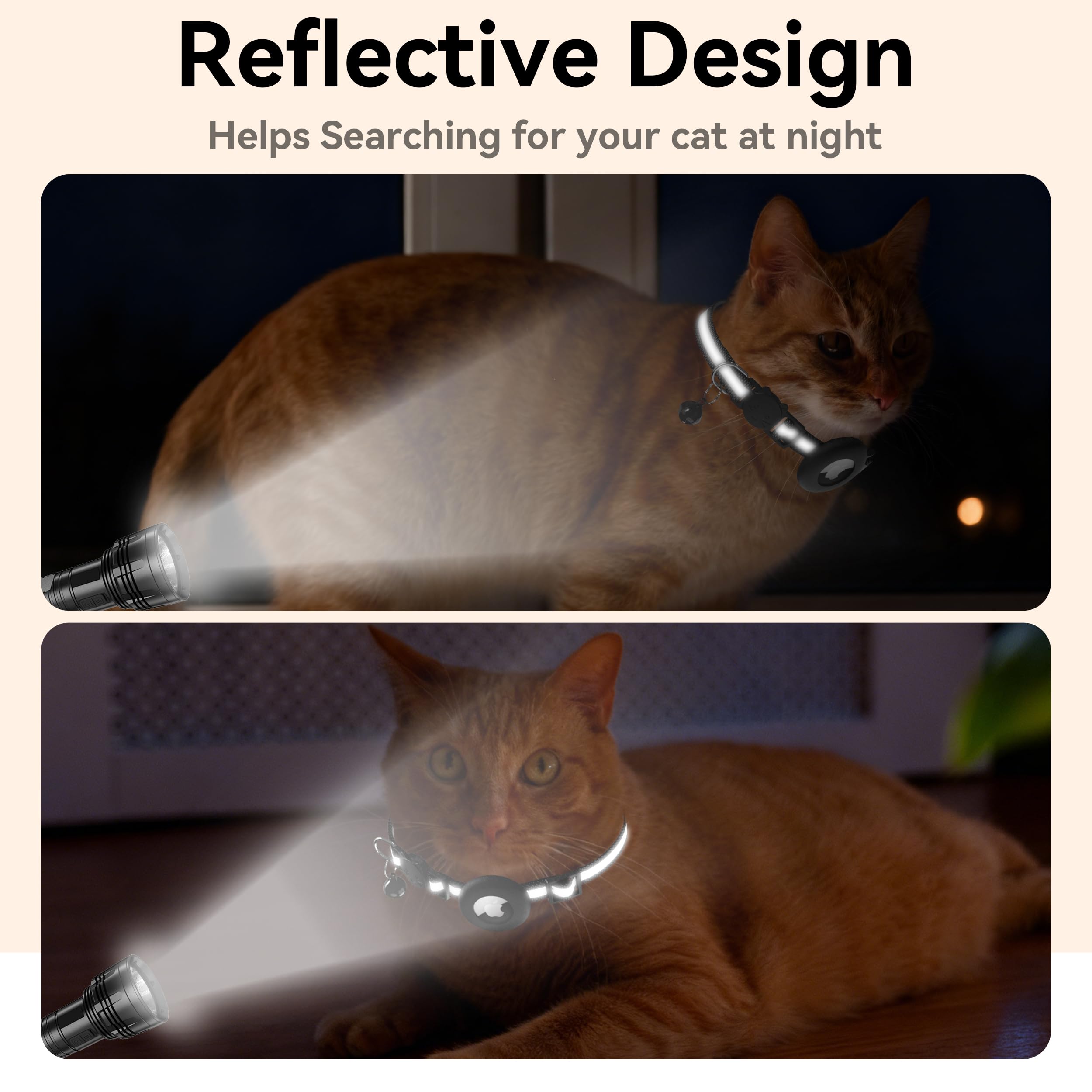 Vanjua 2 Pack Airtag Cat Collar Breakaway with Bell, Reflective Kitten Collar with Air Tag Cat Collar Holder Case for Girl Boy Cats, Pet Supplies Accessories (Black A+Blue A) - image 7
